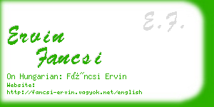 ervin fancsi business card